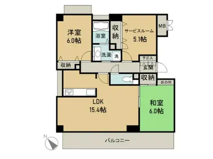 レゾナンス庚午(3LDK/4階)の間取り写真