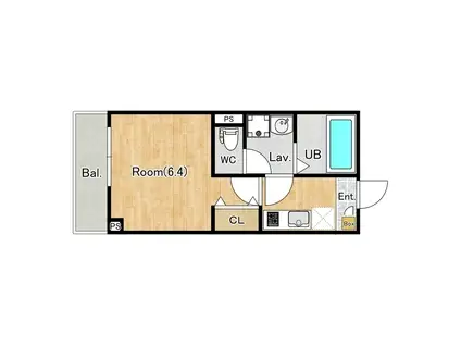 ジーメゾン大和イースト(1K/3階)の間取り写真