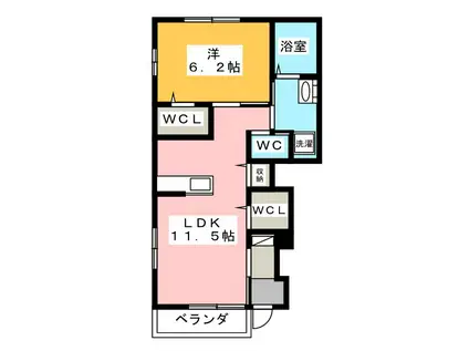 コーポ・セレステII(1LDK/1階)の間取り写真