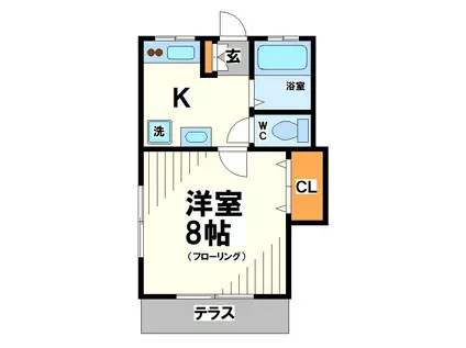 カーム善元(1K/2階)の間取り写真