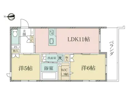 ヘーベルヴィレッジ野方ラ・フェリーチェ(2LDK/1階)の間取り写真