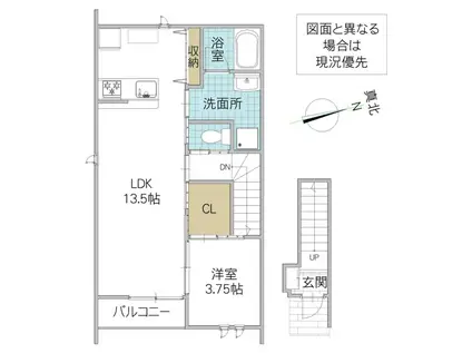 レーガベーネ河原子(1LDK/2階)の間取り写真