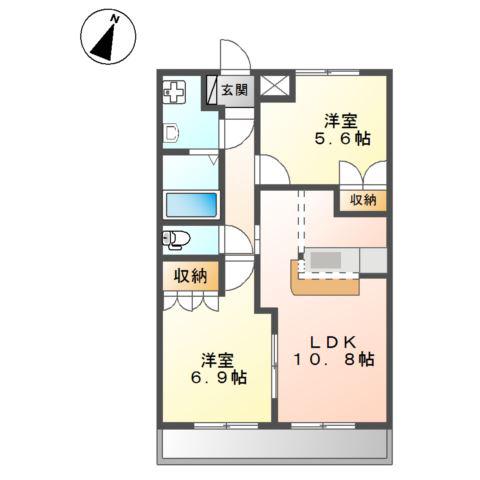 TIARE(2LDK/2階)の間取り写真
