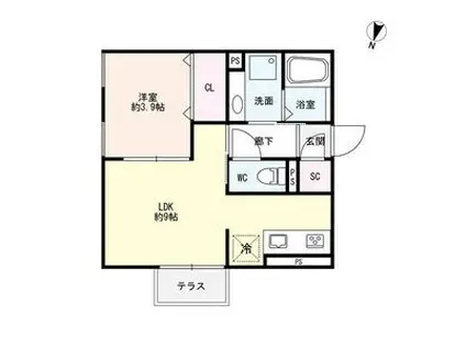 スカイコート(1LDK/1階)の間取り写真