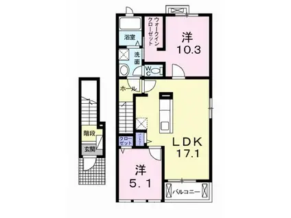 ビオーラ静(2LDK/2階)の間取り写真