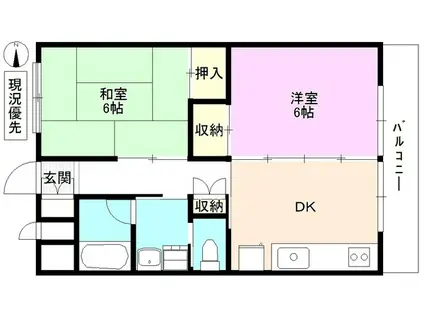 宮尾ハイツ(2DK/5階)の間取り写真