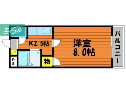 クレセール下伊福(1K/1階)の間取り写真