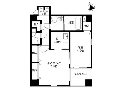 OZAREAI一之江(1DK/5階)の間取り写真