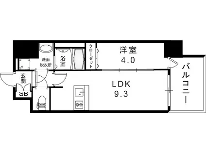 エスライズ神戸三宮山手通2番館(1LDK/7階)の間取り写真