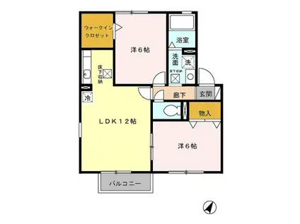 サンセール細江 A(2LDK/1階)の間取り写真