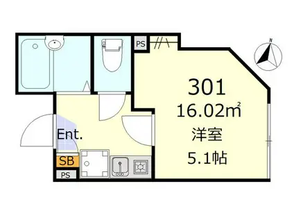 コンフォール新小岩(1K/3階)の間取り写真