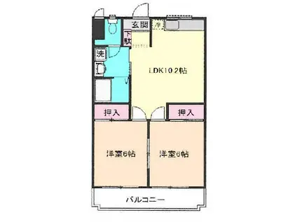 富士見ハイツ第2(2LDK/1階)の間取り写真
