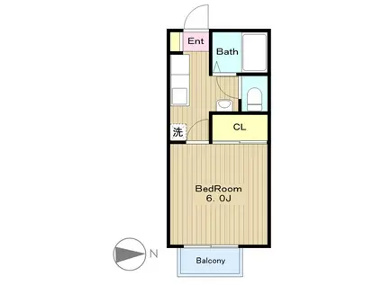 ヒューゲルハウス-D(1K/1階)の間取り写真