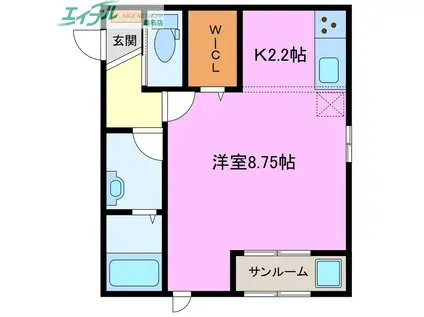 GRACE東方(1K/1階)の間取り写真