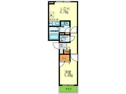 リアン正垣(1LDK/1階)の間取り写真