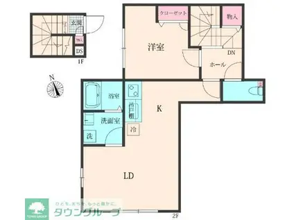 カモナジョイナス(1LDK/2階)の間取り写真