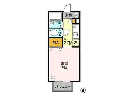 パセオおゆみ野(1K/1階)の間取り写真