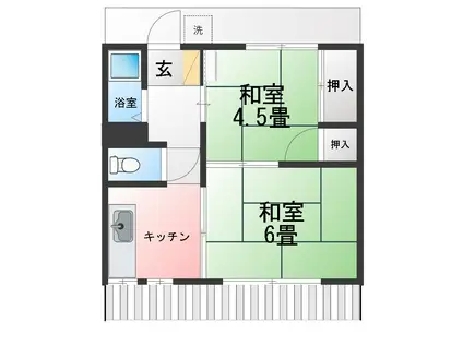 大橋荘(2K/1階)の間取り写真