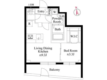 ルネサンスコート目黒南(1LDK/1階)の間取り写真