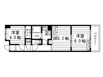 アルカサール(2DK/4階)の間取り写真