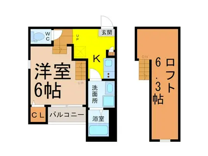 ハーモニーテラス長栄II(1SK/2階)の間取り写真