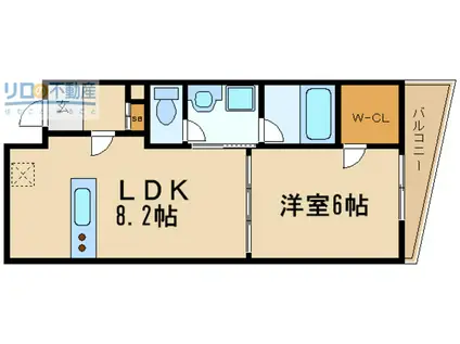 サカトIII(1LDK/4階)の間取り写真