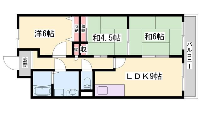 スバル城南(3LDK/2階)の間取り写真
