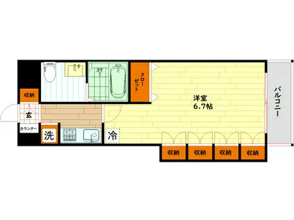 エステムコート梅田・天神橋IIIアヴァンテ(1K/9階)の間取り写真