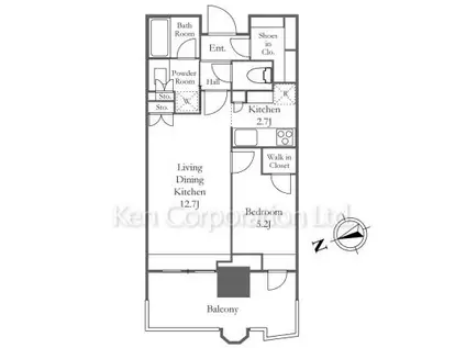 パークタワー勝どきミッド(1LDK/23階)の間取り写真