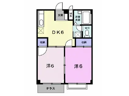 ブルースカイ(2DK/1階)の間取り写真