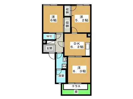 ファミールパレス(3DK/1階)の間取り写真