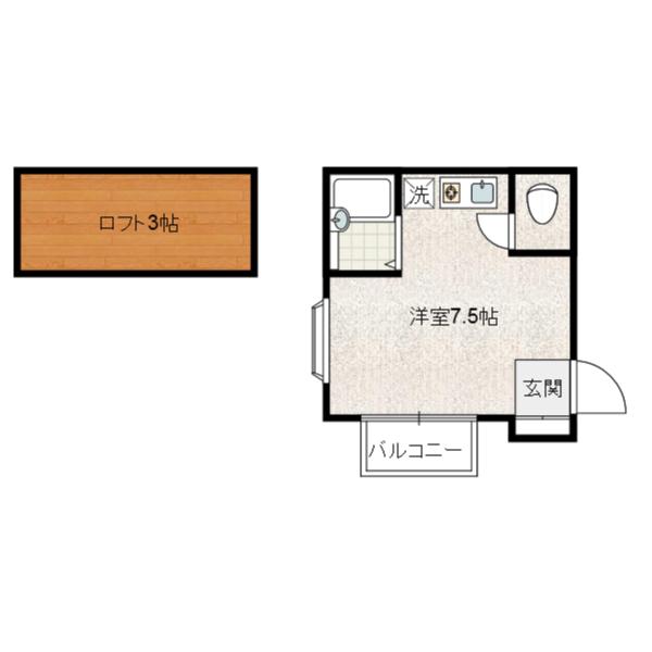グランモア宮津台8A(ワンルーム/1階)の間取り写真