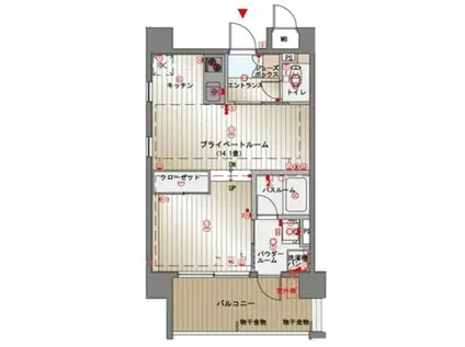 レジデンシャルヒルズインペリアルスイート(1DK/7階)の間取り写真
