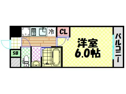 エステムコート難波ウエスト-SIDE Vアジュール(1K/4階)の間取り写真