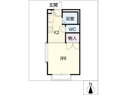 ミノルハイツ(1K/2階)の間取り写真