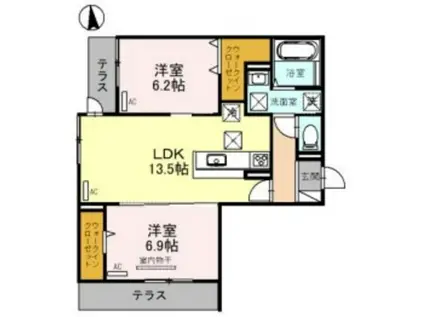 LE CIEL BLEU(2LDK/3階)の間取り写真