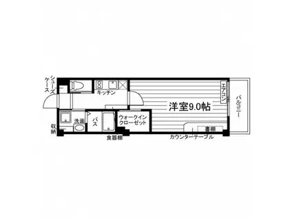 エクシート2(1K/1階)の間取り写真