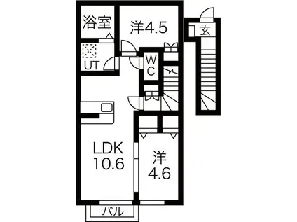 BE FINE北上(2LDK/2階)の間取り写真