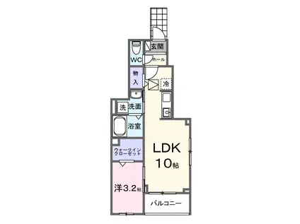 テルマエ大和(1LDK/1階)の間取り写真