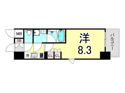 ブランシエスタ西宮(1K/2階)の間取り写真