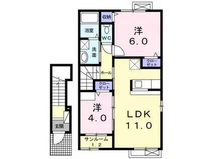 YOUR LIFE(2LDK/2階)の間取り写真