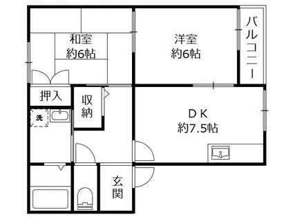 ハイツイーグル 野洲市西河原(2DK/2階)の間取り写真