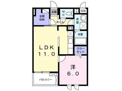 ドゥー ボヌール(1LDK/3階)の間取り写真