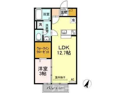 ヴェルデ津森(1LDK/2階)の間取り写真