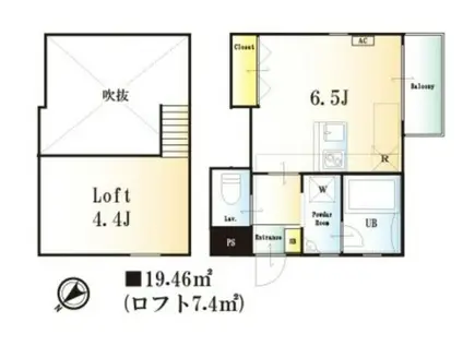 CLAIR(ワンルーム/1階)の間取り写真