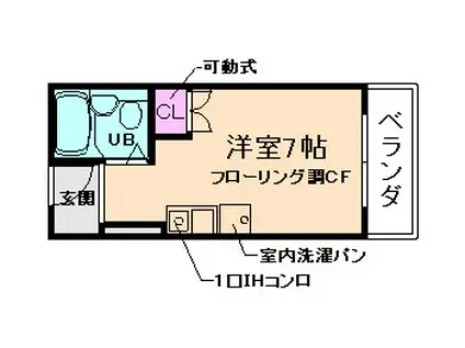 ハイツ蛍池(ワンルーム/3階)の間取り写真