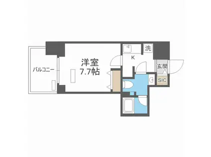 パークアクシス四ツ橋(1K/2階)の間取り写真