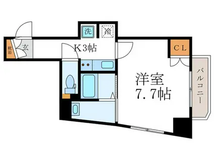 CQレジデンス京都御所西(1K/2階)の間取り写真