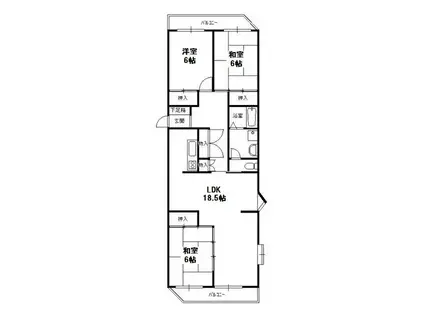 ふよう小戸ハイツ(3LDK/3階)の間取り写真