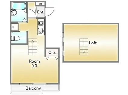 サンエール田原町(ワンルーム/2階)の間取り写真